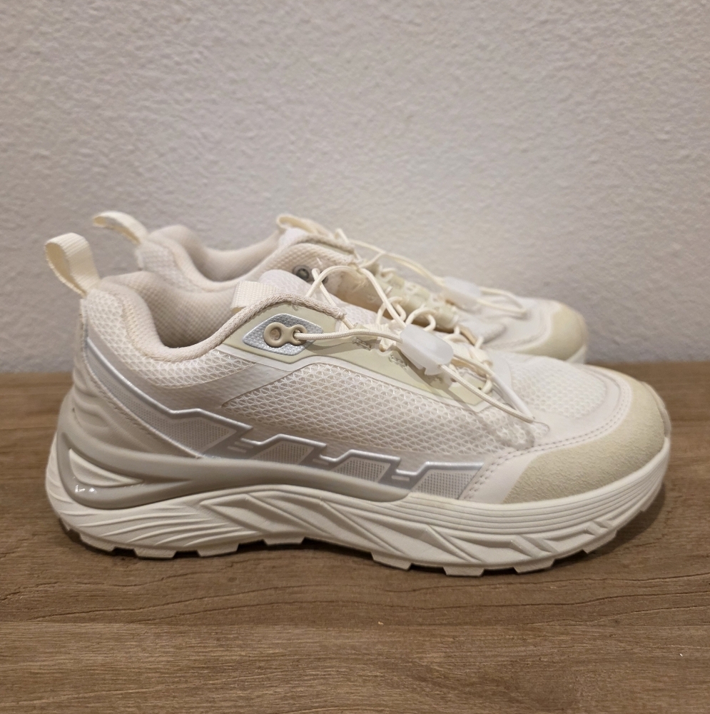 Zara White and Cream Athletic Sneakers
